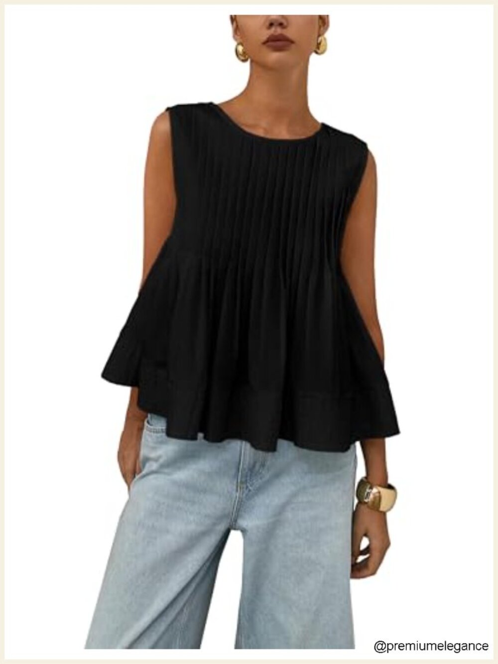 Women's Peplum Babydoll Tank Top Cotton Sleeveless Blouse